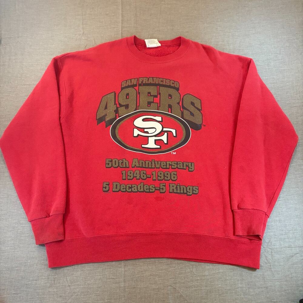 Vintage Lee Sport San Francisco 49ers Sweatshirt Size XL Red 50th Anniversary